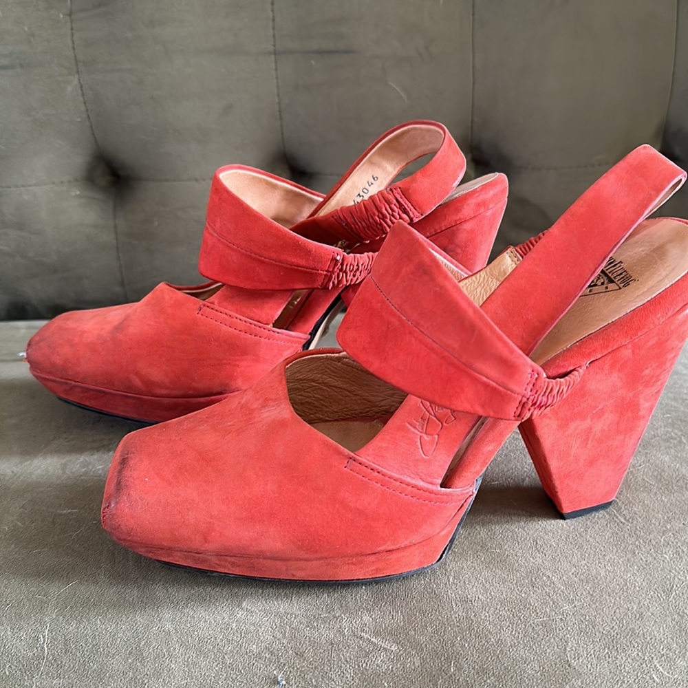 Fluevog Starboards in red/orange color way